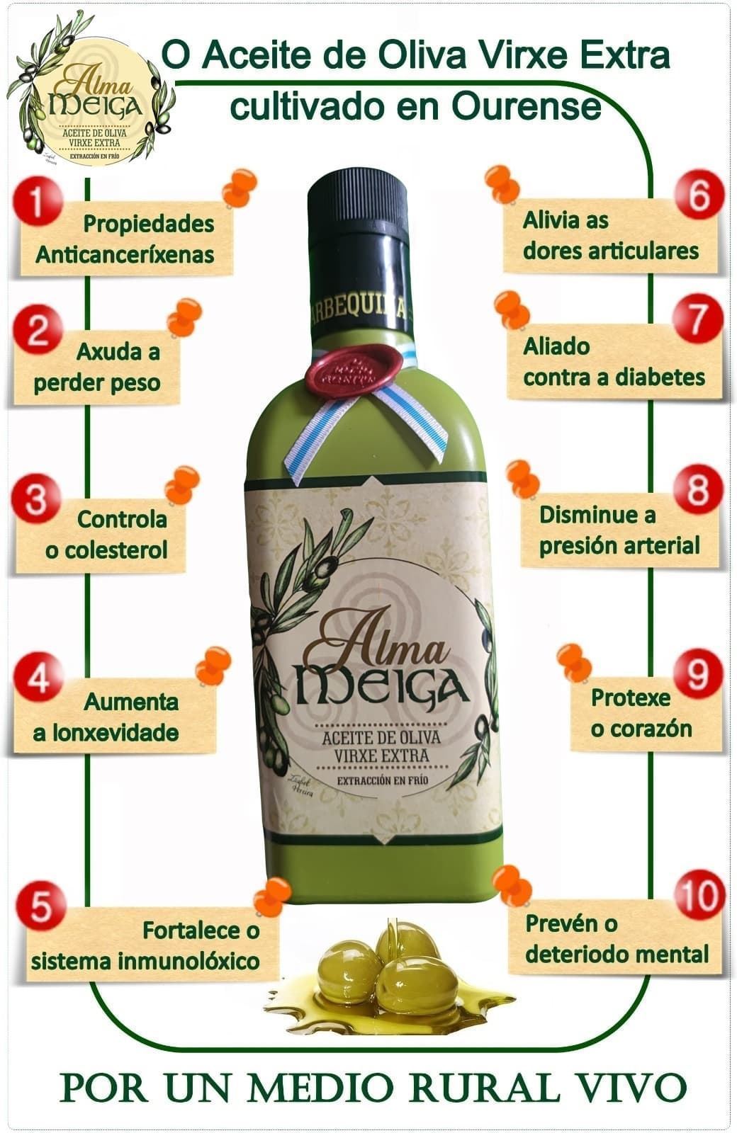 Aceite de Oliva Virgen Extra Alma Meiga Arbequina 500ml - Imagen 2