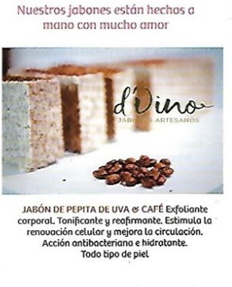 JABÓN DE PEPITA DE UVA & CAFE (EXFOLIANTE CORPORAL) 100grs - Imagen 2
