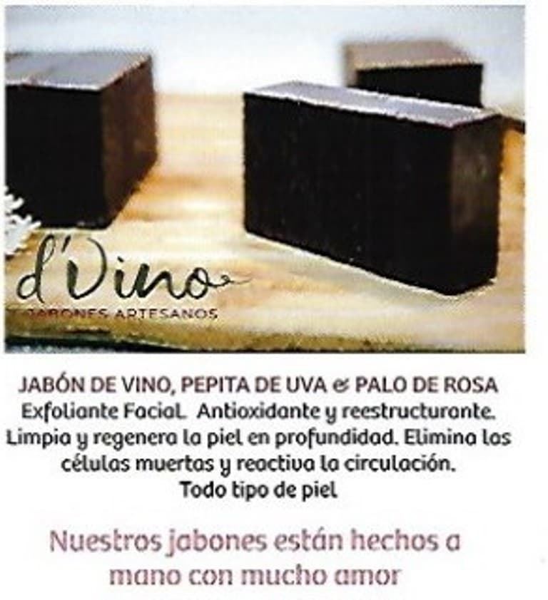 JABÓN DE VINO, PEPITA DE UVA & PALO DE ROSA (EXFOLIANTE FACIAL) 120grs - Imagen 2