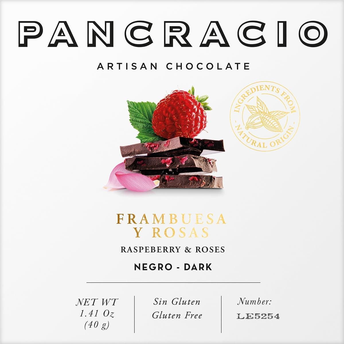 Mini Tableta de Chocolate Frambuesas y Rosas 40grs - Imagen 1