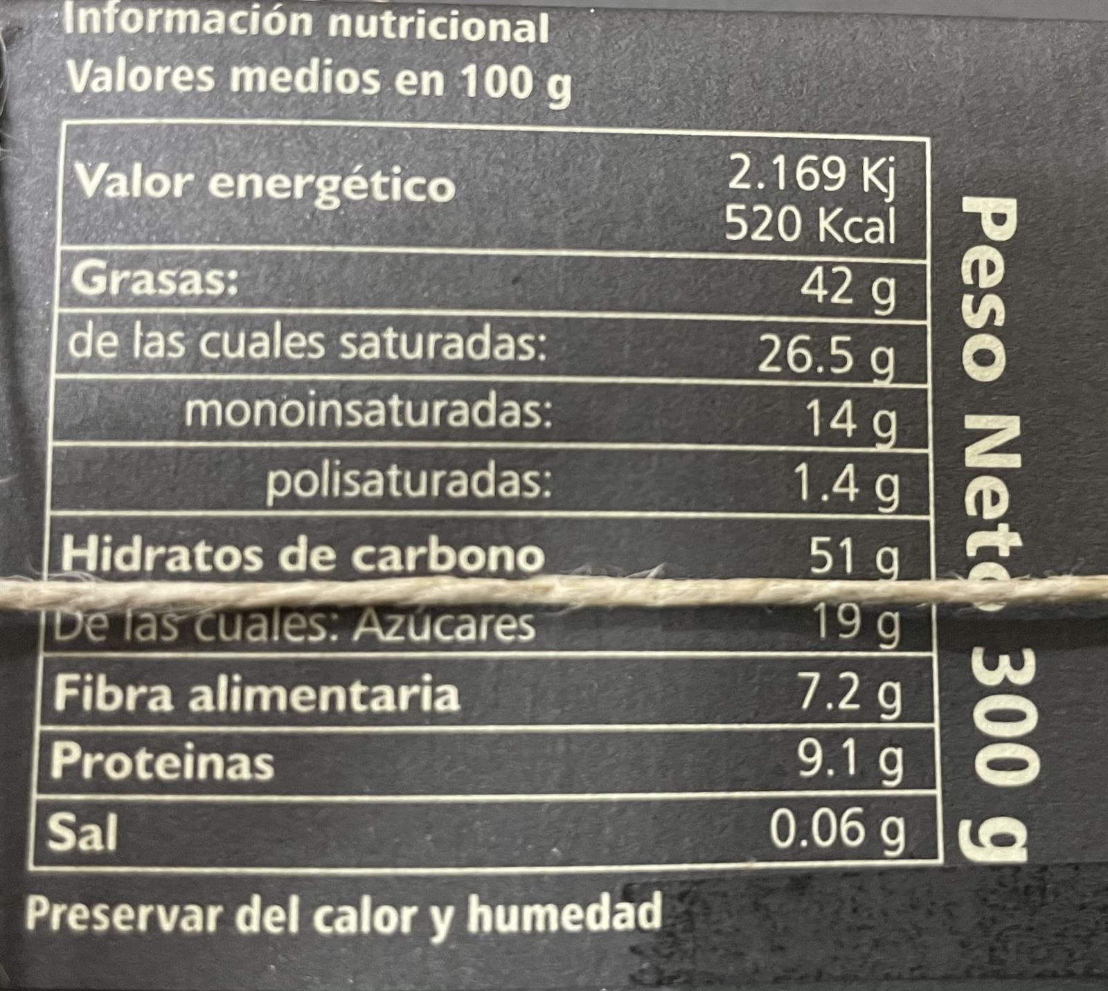 TABLETA CHOCOLATE 85% PAZO DE CORUXO 300grs - Imagen 2