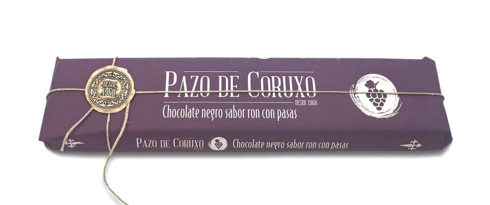 TABLETA CHOCOLATE NEGRO SABOR RON CON PASAS PAZO DE CORUXO 300grs - Imagen 1