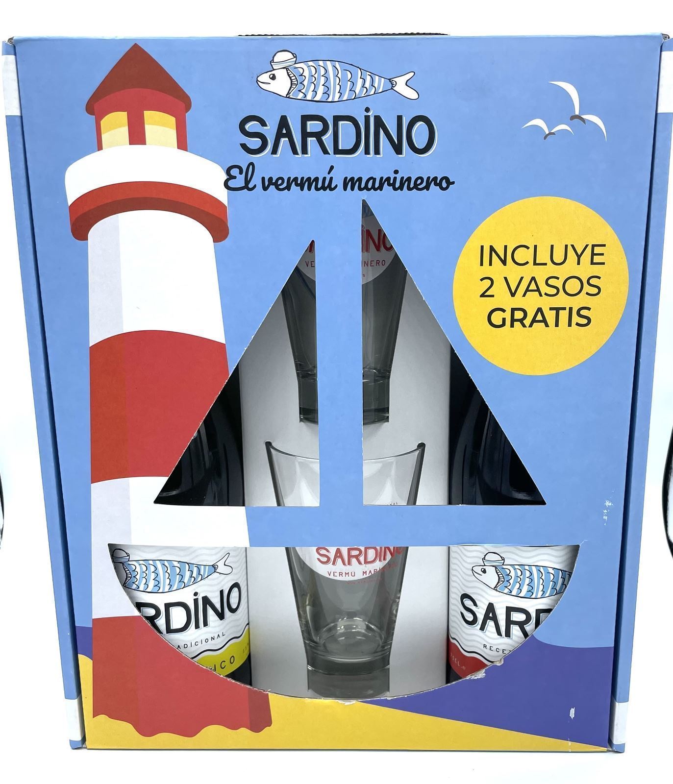 Vermú Sardino Blanco - Rojo con 2 vasos de regalo - Imagen 1